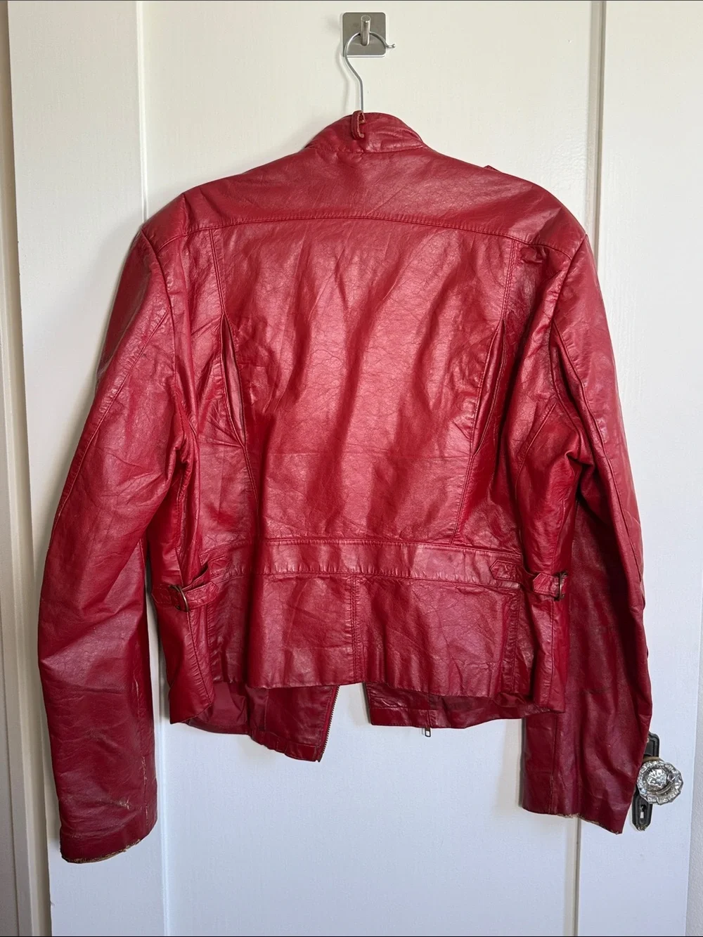 Vintage Wilsons Red Leather Moto Biker Jacket Size 42